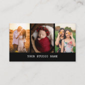 Black Custom 3 Foto Fotograf Business Card Visitenkarte (Vorderseite)