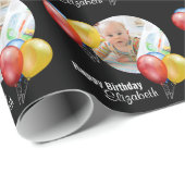 Black Custom Birthday Balloon Geschenkpapier (Rolleneckpunkt)