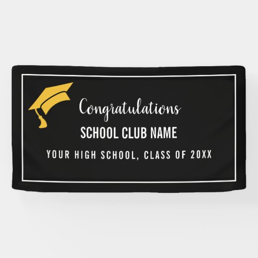 Black Custom Club Graduation Banner (Horizontal)