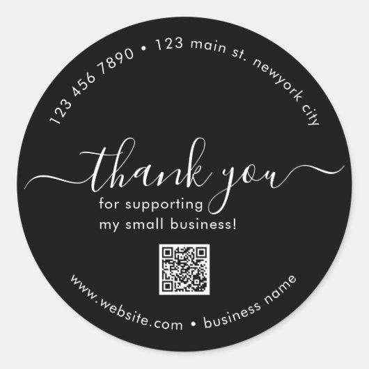 Black Custom danke Ihnen Aufkleber mit QR-Code (Vorderseite)