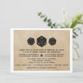 Black CUSTOM DATE Grunge D20 Dice Gamer Einladung (Stehend Vorderseite)