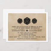 Black CUSTOM DATE Grunge D20 Dice Gamer Einladung (Vorne/Hinten)