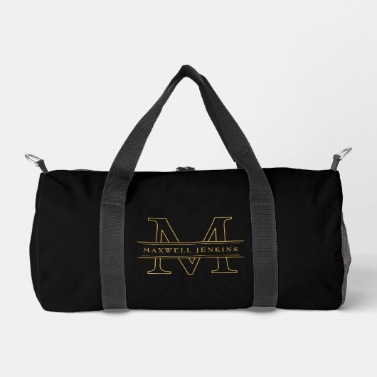 Black Custom Duffle Bag with Monogram & Name (Vorderseite)