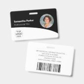 Black Custom Employee - Foto, Logo, Strichcode, Na Ausweis (Front & Back)