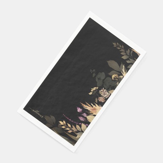 Black Custom Family Name Fall Foliage Serviette (Ecke)