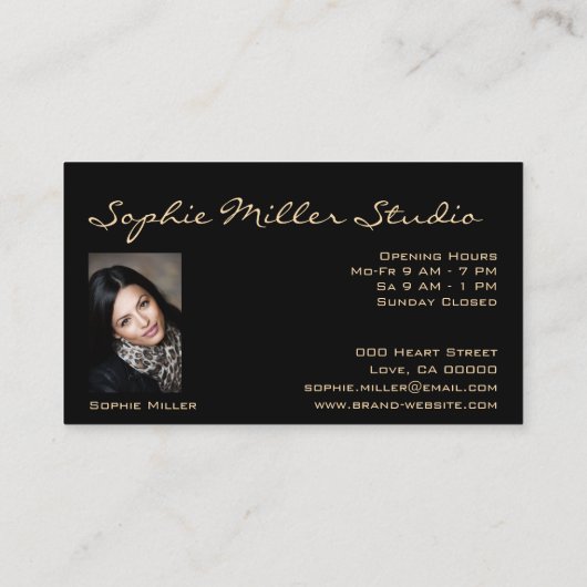 Black Custom Foto oder Logo Gold Glitzer Kosmetik Visitenkarte (Rückseite)