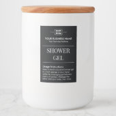 Black Custom Monogram Guest Room Duschgel Labels Lebensmitteletikett (Vorderseite)