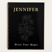 Black Custom Name Notebook – Sleek & Stylish Planer (Vorderseite)