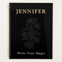 Black Custom Name Notebook – Sleek & Stylish Planer