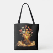 Black Custom Name Volcano Hearts Tote Bag Tasche (Rückseite)