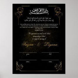 Black Custom Nikkah Muslim Heiratzeugnis Poster
