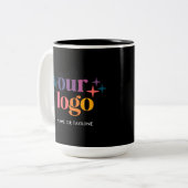Black Custom Promo Business Logo Mug Zweifarbige Tasse (Vorderseite Links)