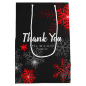 Black Custom Schneeflocke Weihnachten Neues Jahr B Mittlere Geschenktüte (Rückseite)