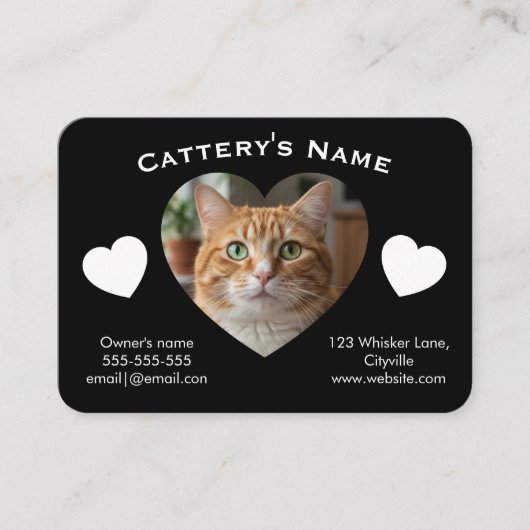 Black Customizable Cattery Business Card Visitenkarte (Vorderseite)