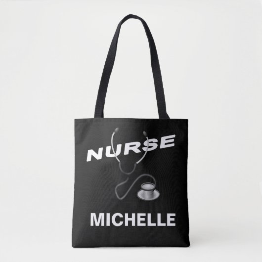 BLACK Customizable Name Nurse Tasche (Vorderseite)