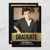 Black Cutout Gold Foil Effekt Foto Abschluss Einladung (Vorne/Hinten)