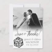 Black D20 Crit | Tabletop Gamer Dice Wedding Foto Dankeskarte (Vorderseite)