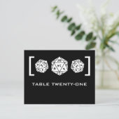 Black D20 Dice Gamer Tischnummer Postcard (Stehend Vorderseite)