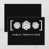 Black D20 Dice Gamer Tischnummer Postcard (Vorne/Hinten)