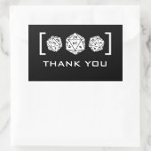 Black D20 Dice Gamer Vielen Dank für Ihre Aufklebe Rechteckiger Aufkleber (Tasche)
