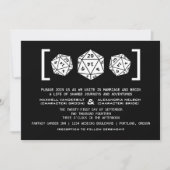 Black D20 Dice Gamer Wedding Einladung (Vorderseite)