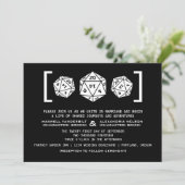 Black D20 Dice Gamer Wedding Einladung (Stehend Vorderseite)