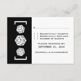 Black D20 Dice Gamer Wedding Response Card RSVP Karte