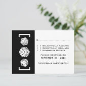 Black D20 Dice Gamer Wedding Response Card RSVP Karte (Stehend Vorderseite)