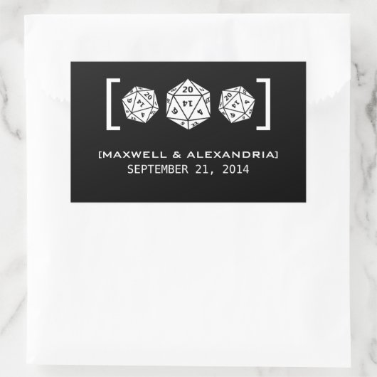 Black D20 Dice Gamer Wedding Stickers (Tasche)