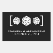 Black D20 Dice Gamer Wedding Stickers (Vorderseite)