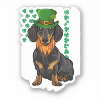 Black Dackel St Patricks Day Irish American Fla Aufkleber