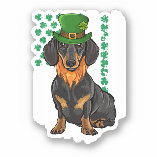 Black Dackel St Patricks Day Irish American Fla Aufkleber (Vorderseite)