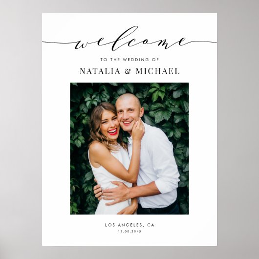 Black Dainty Script Hochzeitsskripte Foto Design Poster (Vorne)