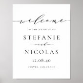 Black Dainty Script Simple Wedding Willkommenszeic Poster (Vorne)