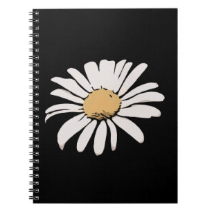 Black Daisy Floral Foto Notebook Notizblock