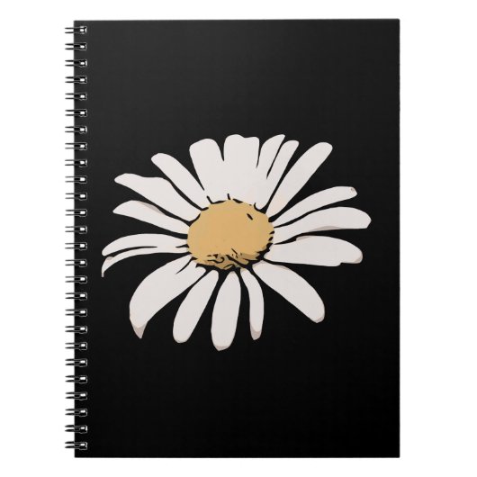 Black Daisy Floral Foto Notebook Notizblock (Vorderseite)