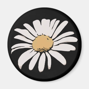 Black Daisy Floral Magnet