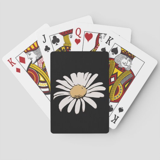 Black Daisy Floral Playing Cards Spielkarten (Rückseite)