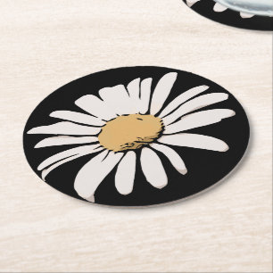 Black Daisy Floral Untersetzer