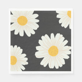 Black Daisy Paper Napkins Serviette