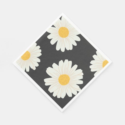 Black Daisy Paper Napkins Serviette (Ecke)