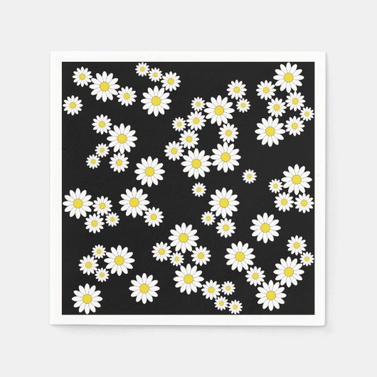 Black Daisy Paper Napkins Serviette (Vorderseite)