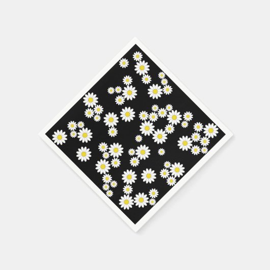 Black Daisy Paper Napkins Serviette (Ecke)