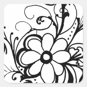 Black Daisy.png Quadratischer Aufkleber