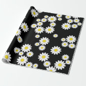 Black Daisy Wrapping Paper Geschenkpapier (Ungerollt)
