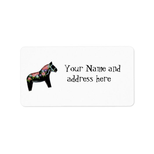 Black Dala Horse Address Label Adressaufkleber (Vorne)