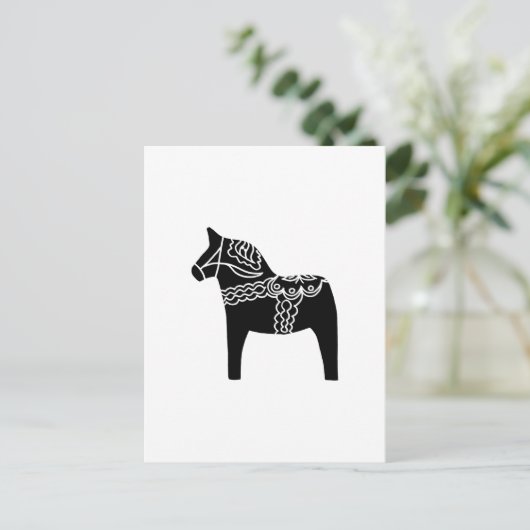 Black Dala Horse Postkarte (Stehend Vorderseite)