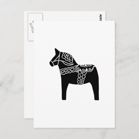 Black Dala Horse Postkarte (Vorne/Hinten)