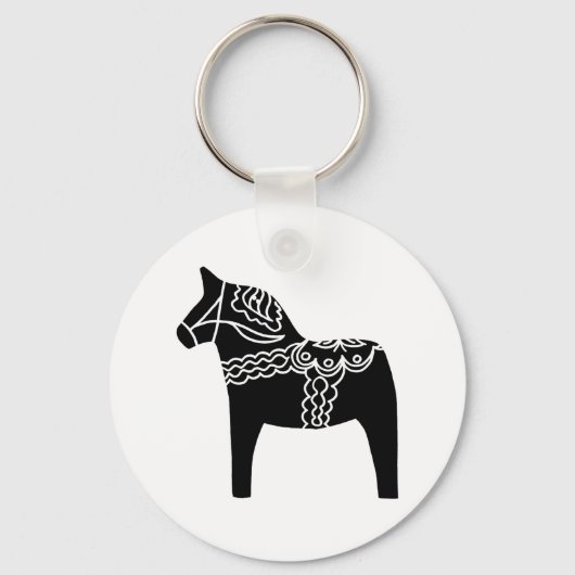 Black Dala Horse Schlüsselanhänger (Vorderseite)