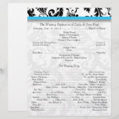 Black Damak Wirbel Bright Aqua Wedding Program (Vorne/Hinten)